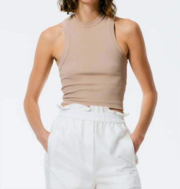 Inventory Reduction Ribbed Cropped Tank In Sand