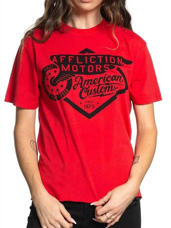 Steals and Deals Rolling Motors Short Sleeve Tee In Hibiscus