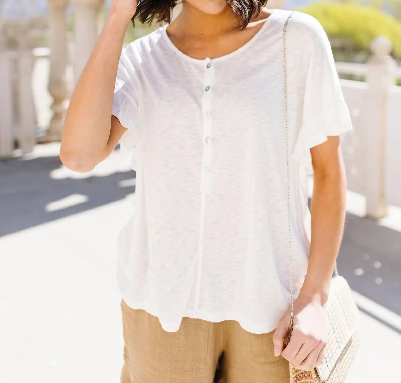 Deal Explosion Ruffled Sleeve Button Down Shirt In White
