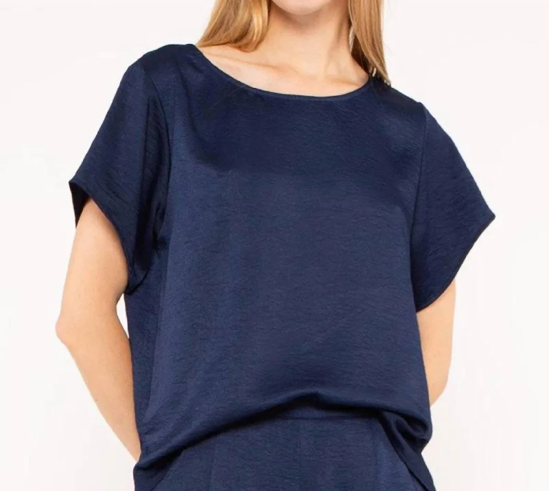 Exclusive Savings Satin Crepe Everyday Top In Navy