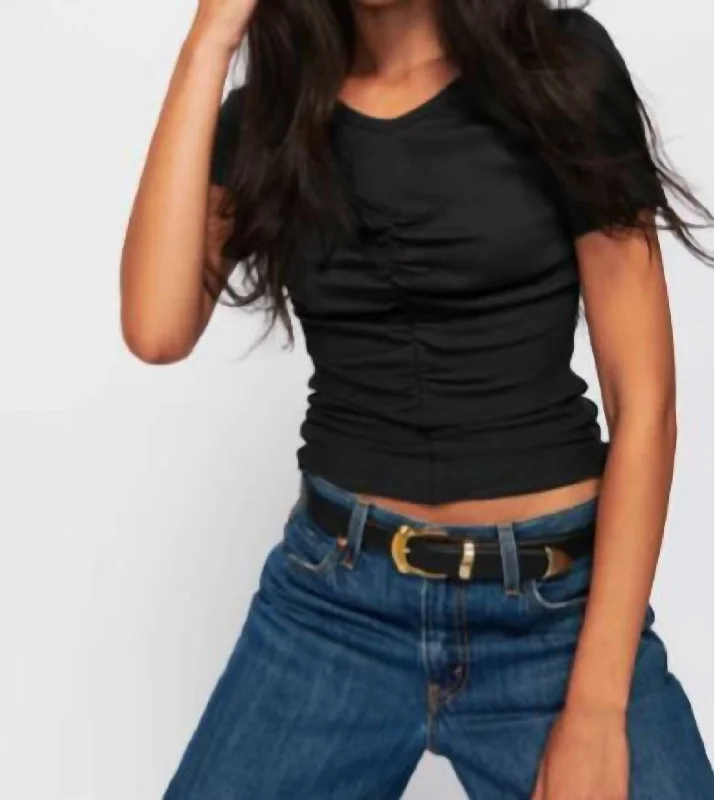 Epic Deals Seamed Gathered Tee In Jet Black