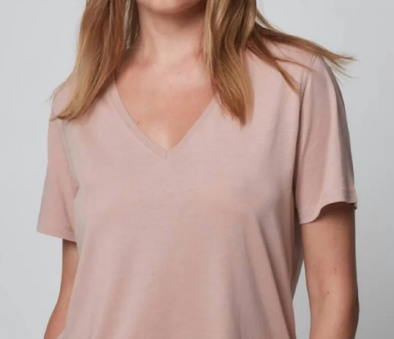 Exclusive Offers Semi Relaxed V-Neck Top In Rose