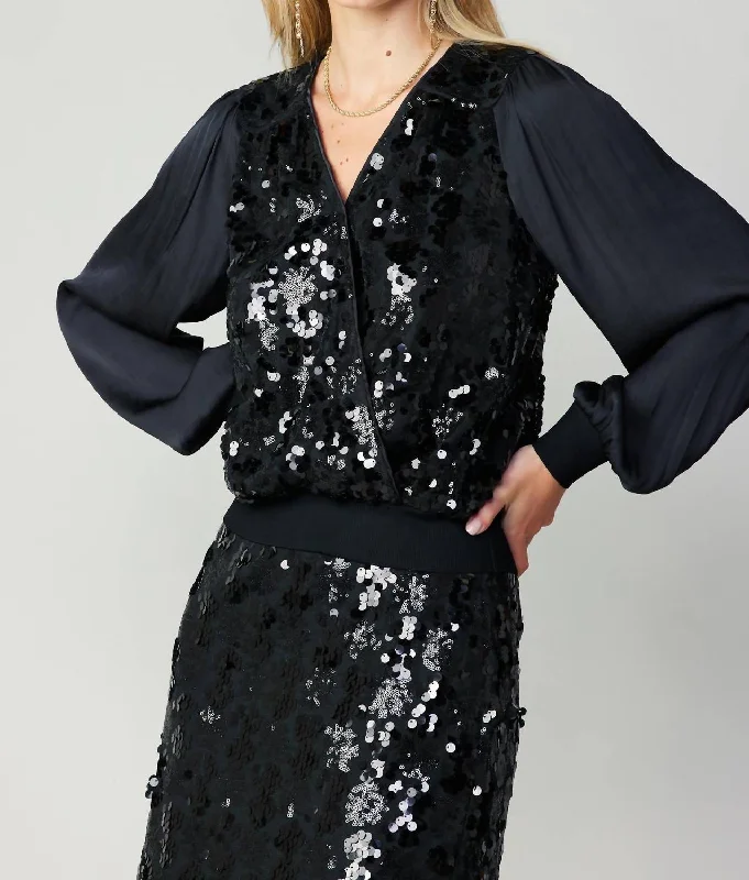 The Best Prices Sequin Long Sleeve Top In Black