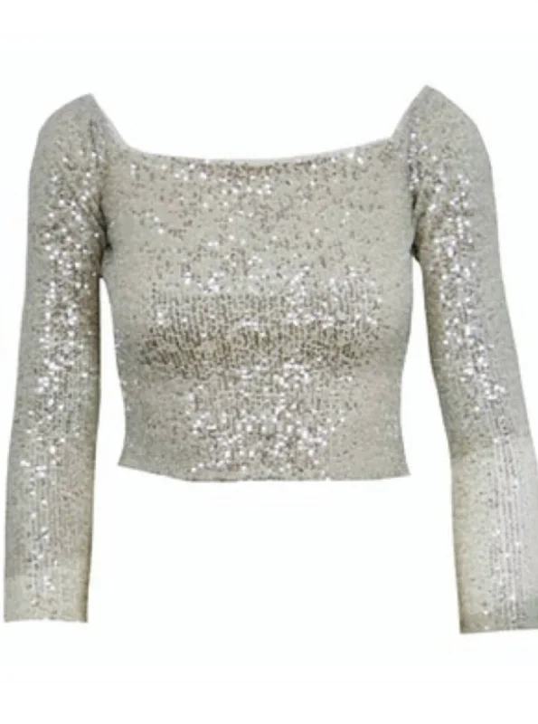Friends and Family Sale Sequin Top In Champagne