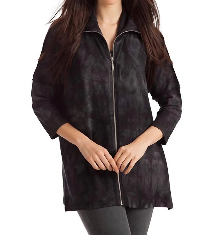 Loyalty Reward Shannon Tie-Dye Kashmira 3/4 Top In Charcoal