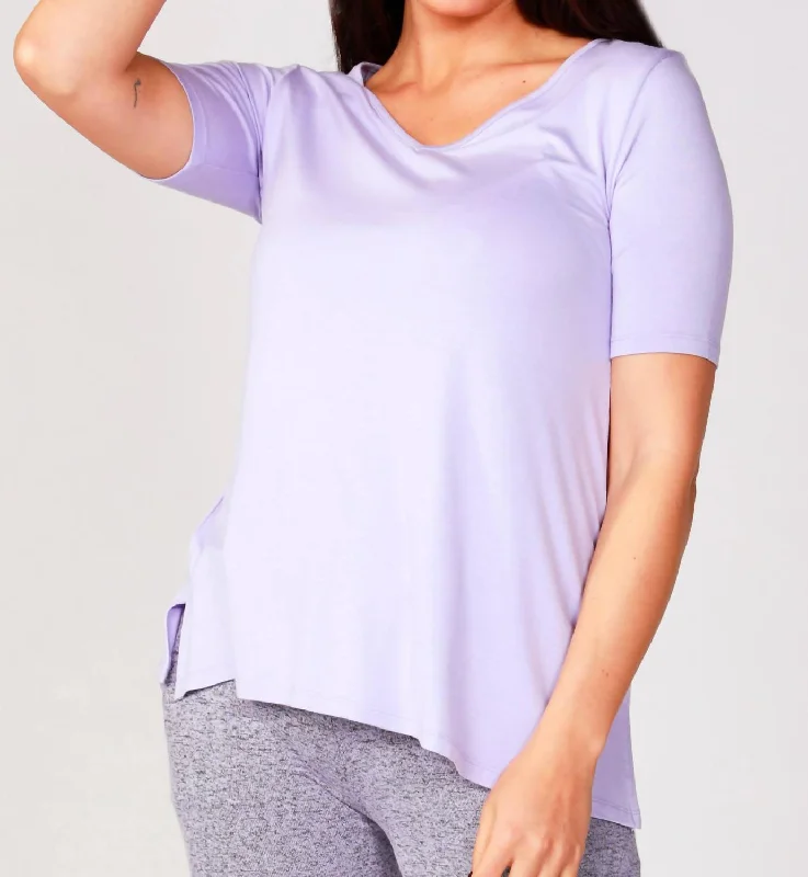 Special Discount Short Sleeve V-Neck T Shirt In Lilac