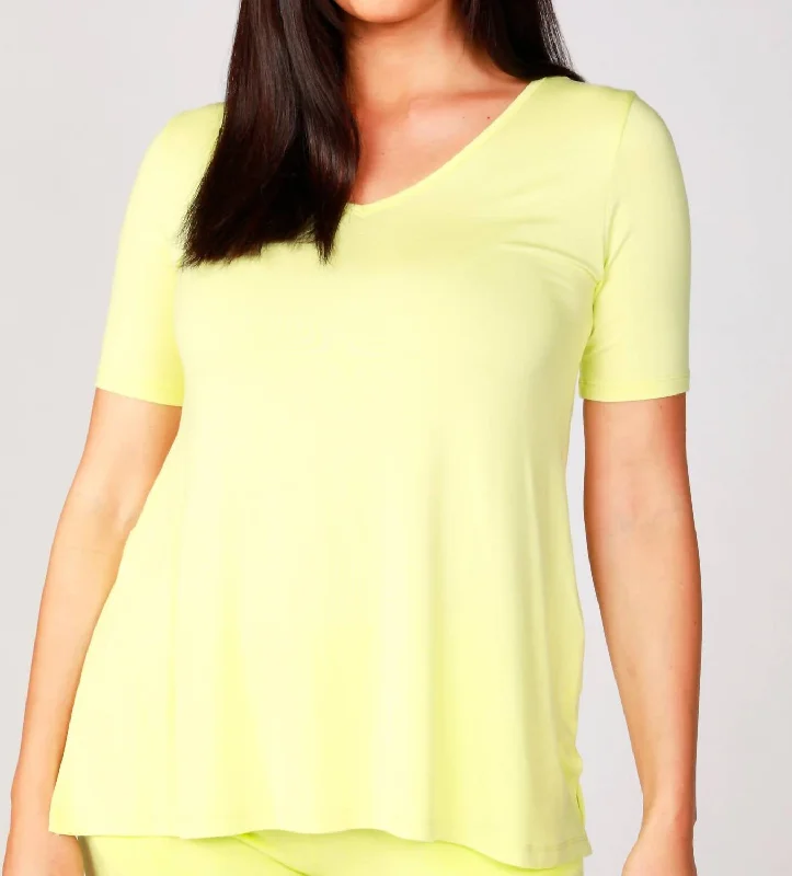 Mega Sale Short Sleeve V-Neck T Shirt In Lime