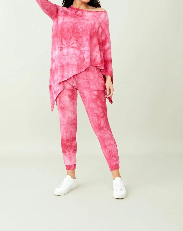 Price Drop Soft Stretch Asymmetrical Tie Dye Top In Candy