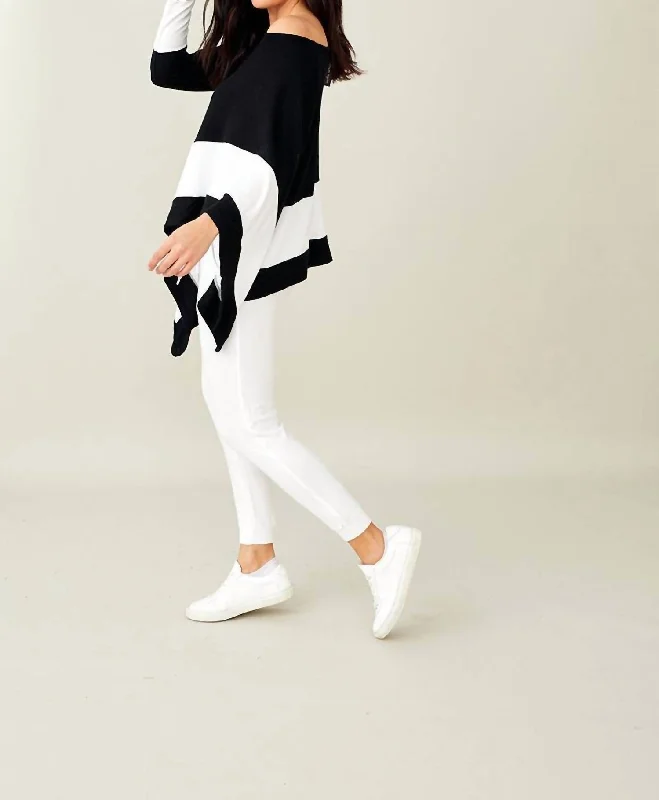 Year-End Clearance Soft Stretch Asymmetrical Top In Black/bleach