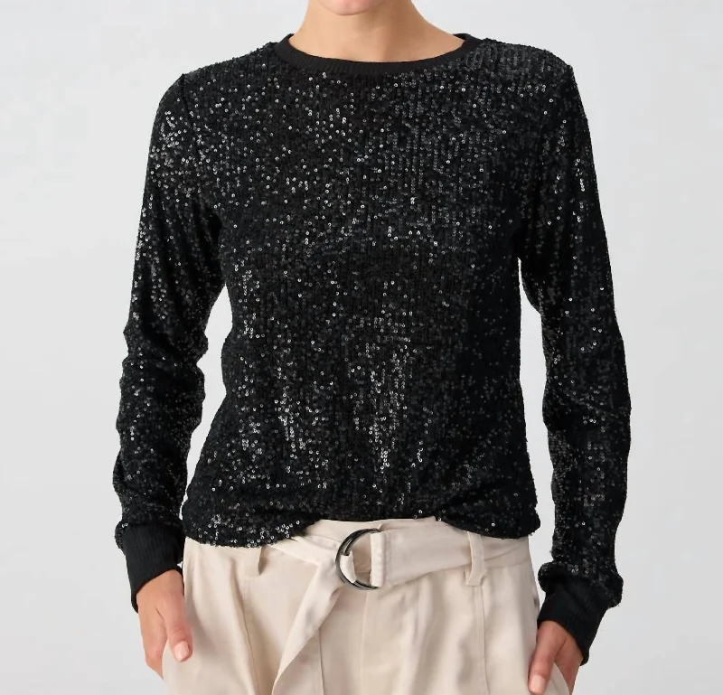 Clearance Sale Sparkle Together Top In Black Sequin