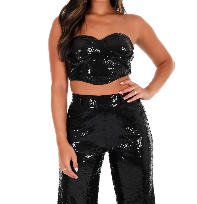 Exclusive Savings Still Shining Sequin Bra Tube Top In Black