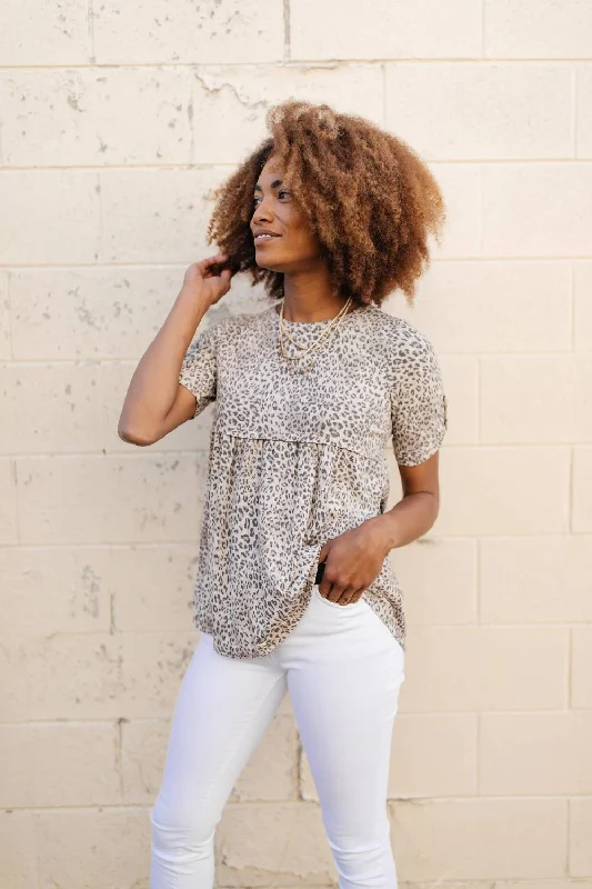 Exclusive Savings Subtle & Sweet Spotted Babydoll Top In Beige