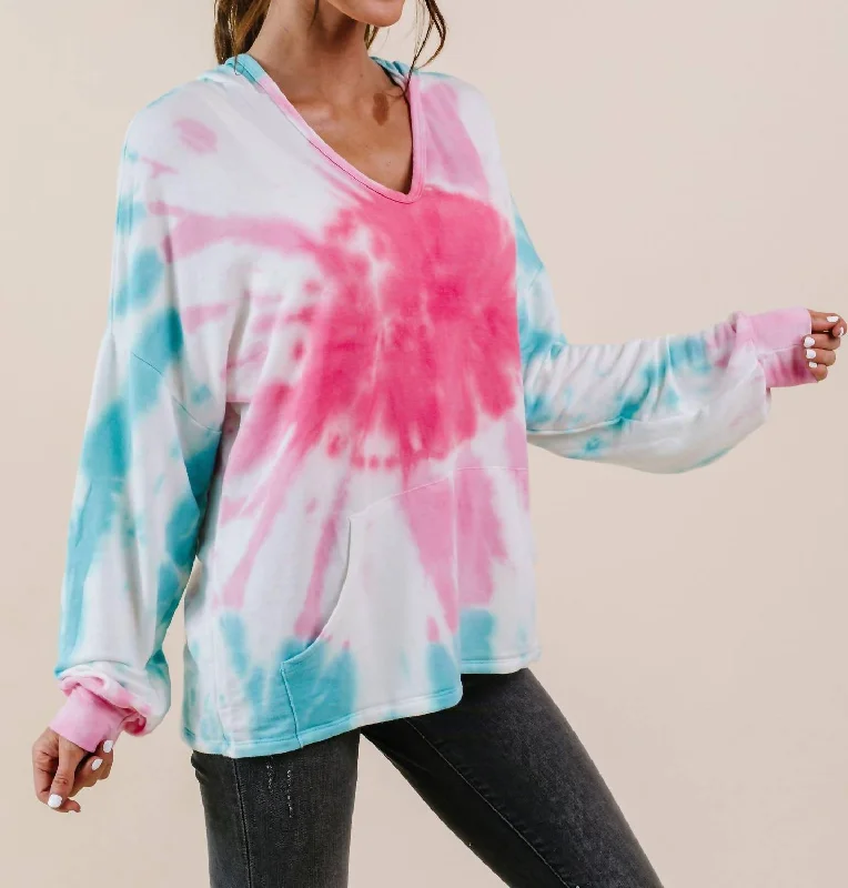 Shop and Save Sunburst Tie Dye Hoodie In Pink