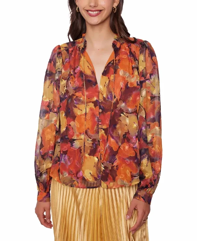 Super Bargain Surreal Blouse In Orange Multi