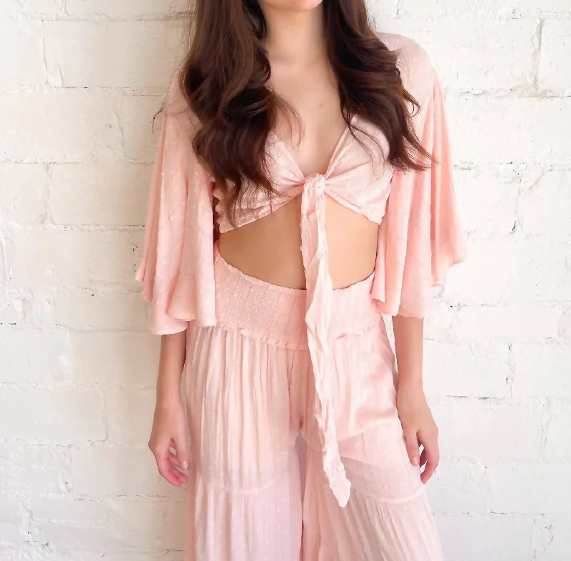 Daily Deals Swiss Dot Lurex Crop Top In Pink