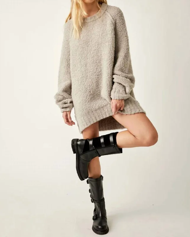Crazy Deals Teddy Sweater Tunic In Silver Clouds