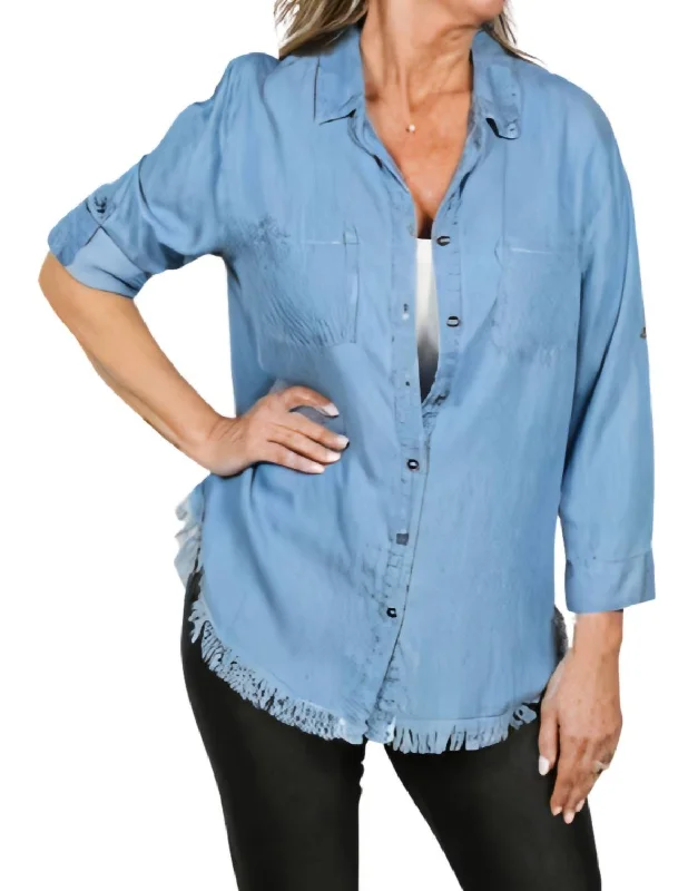 Final Markdown Tencel Shirt In Oxide Blue