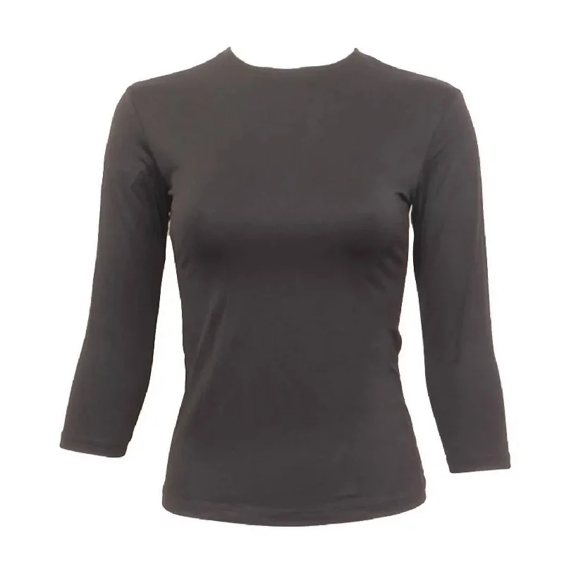 Discount Extravaganza Three Quarter Sleeve Shell In Black