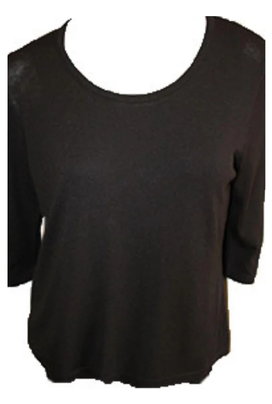 Bargain Prices Three Quarter Sleeve Tunic Top In Black