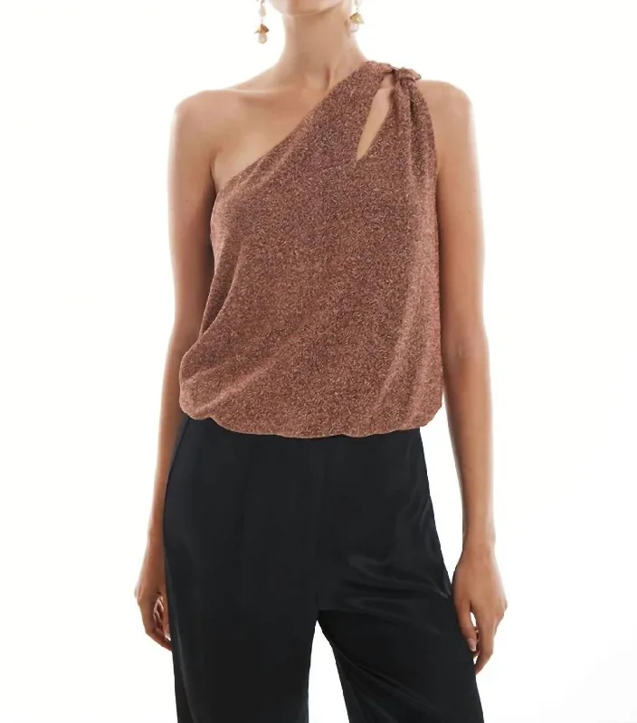 Quick Sale Tie One Shoulder Tank In Copper