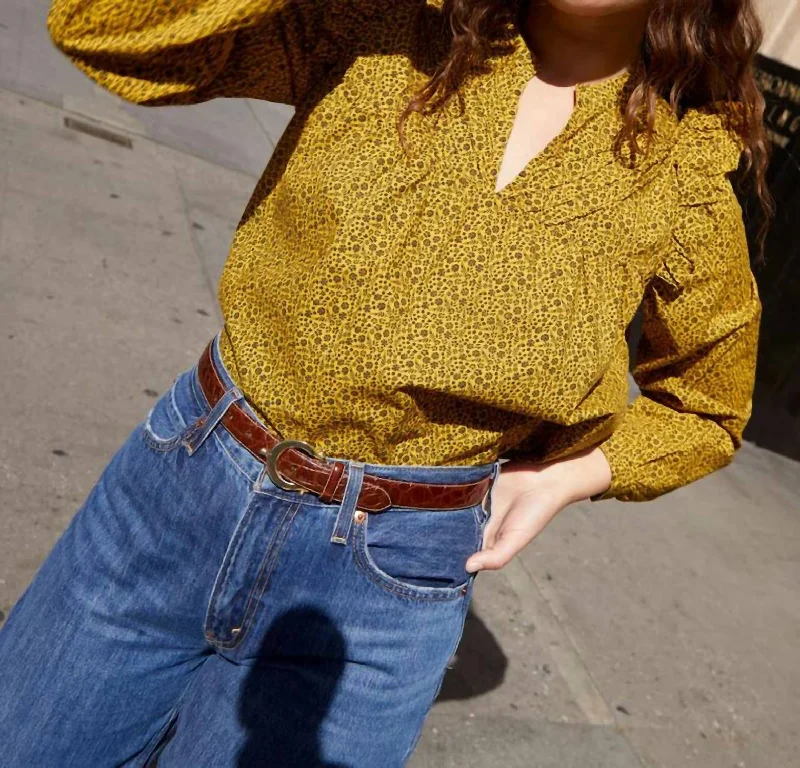 Blowout Sale Tilly A Line Ruffle Top In Citrine Floral