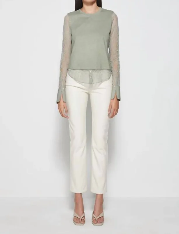 Deep Discounts Torrin Recycled Stretch Lace Top In Sage