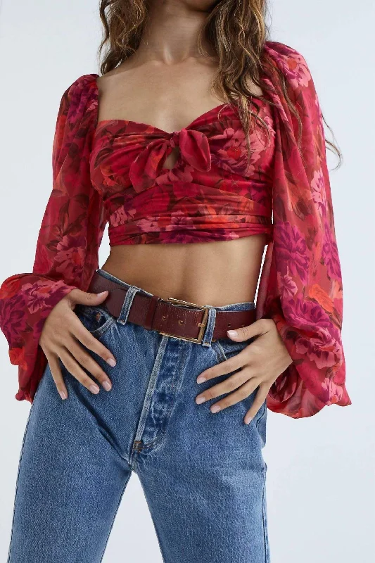 Closeout Trisha Crop Top In Red