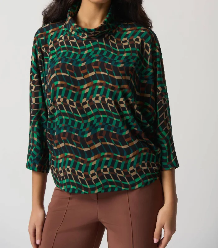 Buy Now Turtleneck Boxy Top In Black/multi