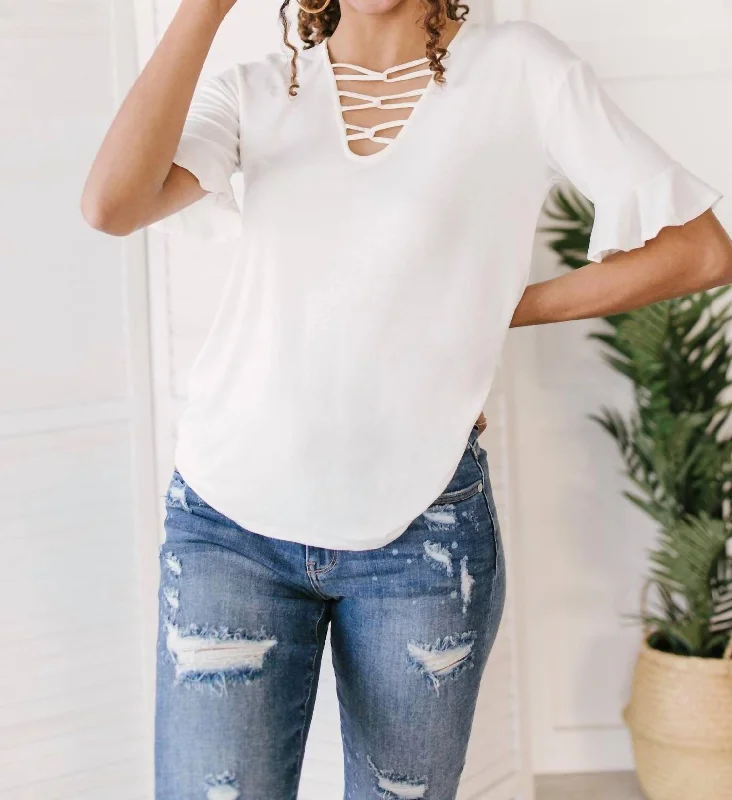 Extra Savings Unique Neckline Top In Ivory