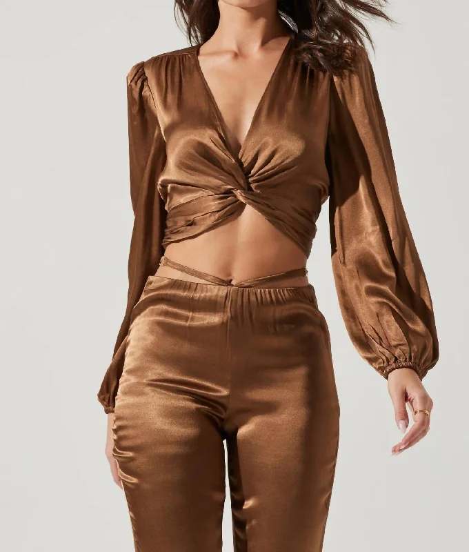 Anniversary Sale V Neck Cropped Nix Top In Copper