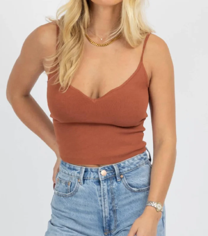 Today Only V-Neck Detail Thick Knit Tank In Camel