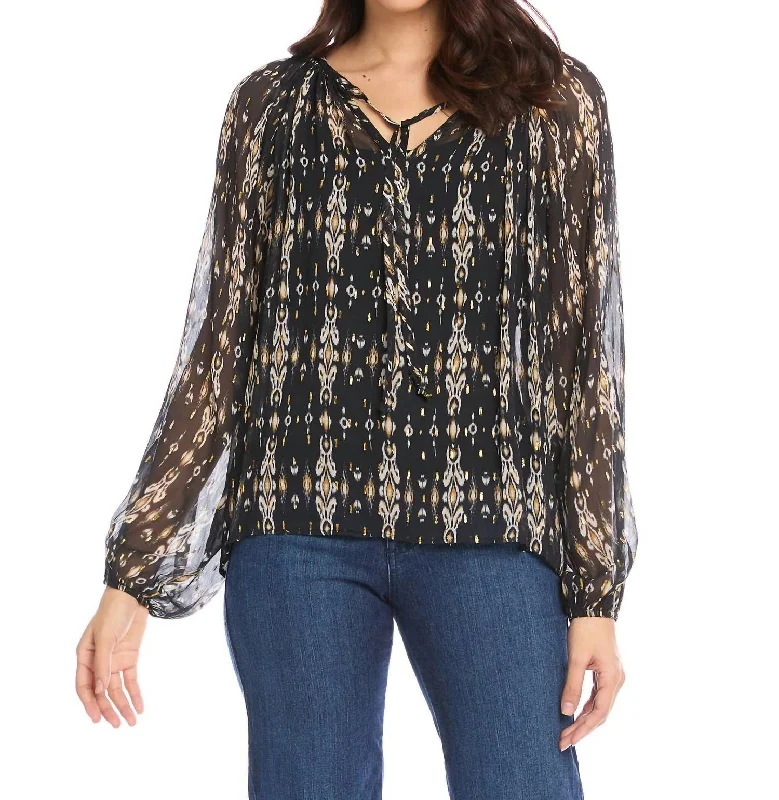 Best Bargains V-Neck Peasant Top In Print