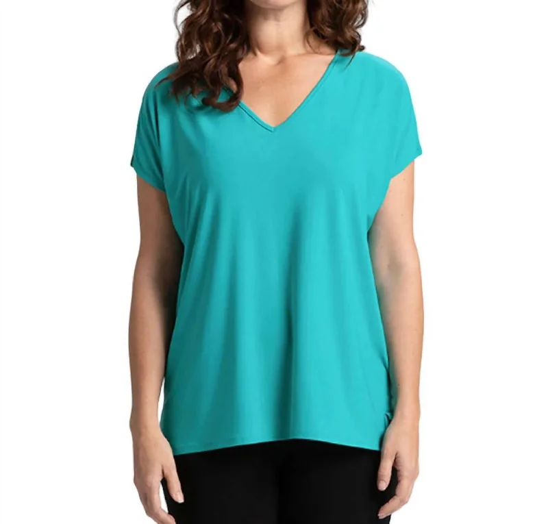 Discount Deals V-Neck Slit Sleeve Top In Gem