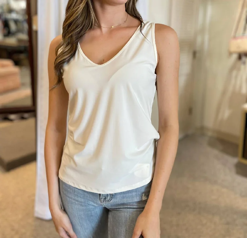 Can't Miss V To Round Knit Tank In White