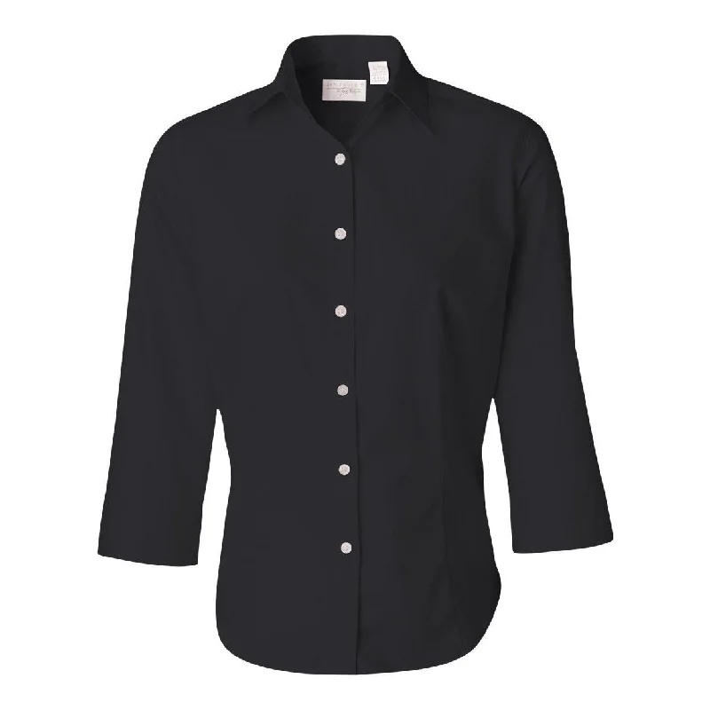 Mega Sale Van Heusen Women's Three-Quarter Sleeve Baby Twill Shirt
