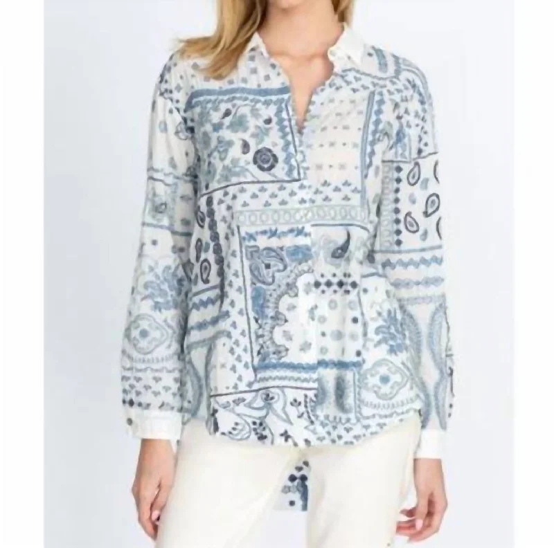 Act Now Vanya Schiffli Oversized Shirt In Wht