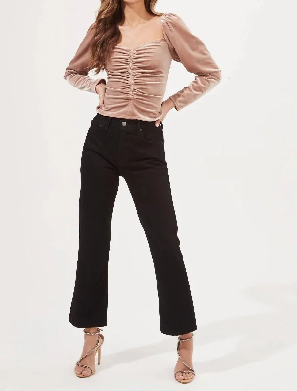 Savings Alert Vanya Velvet Ruched Top In Blush Nude