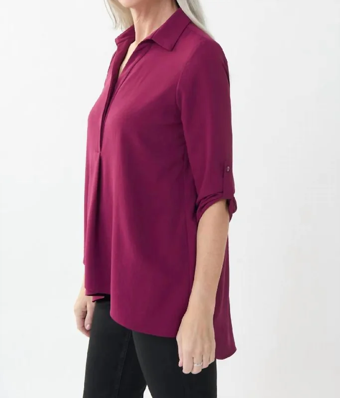 Deal of the Week Vineyard Fold-Over Front Roll-Tab Sleeve Top