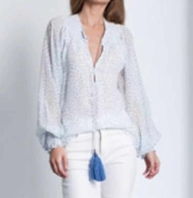 Hot Deal Vintage Print Blouse In Slate Dot