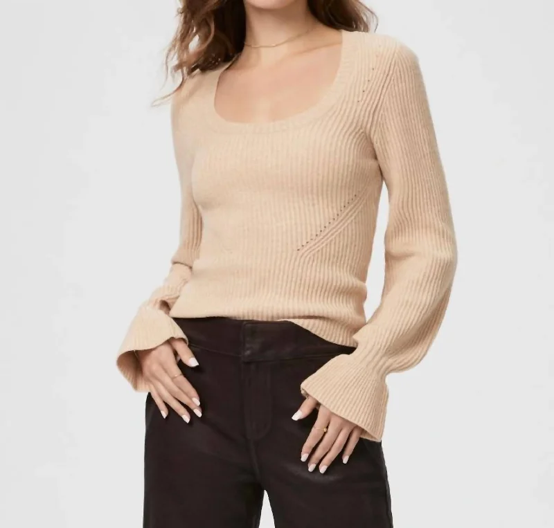 Today’s Deal Virtue Scoop Neck Ribbed Sweater In Beige
