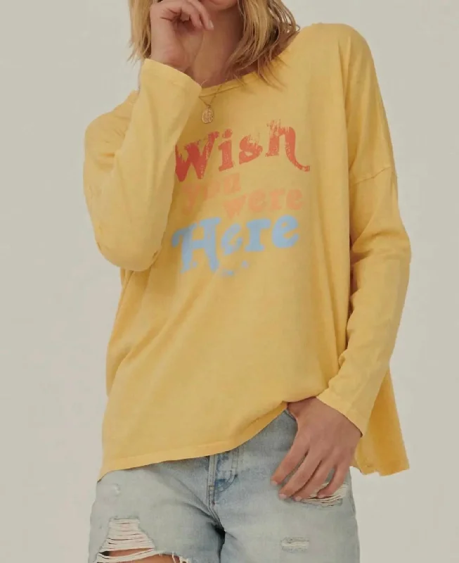 Today’s Deal Wish You Were Here Long Sleeve Graphic Tee In Sunflower