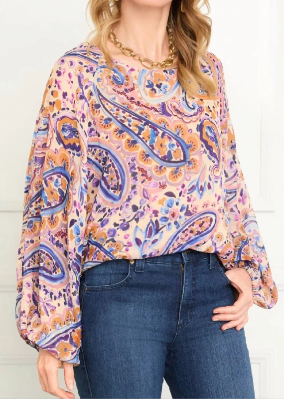 Stock Up and Save Women's Blouson Top In Paisley