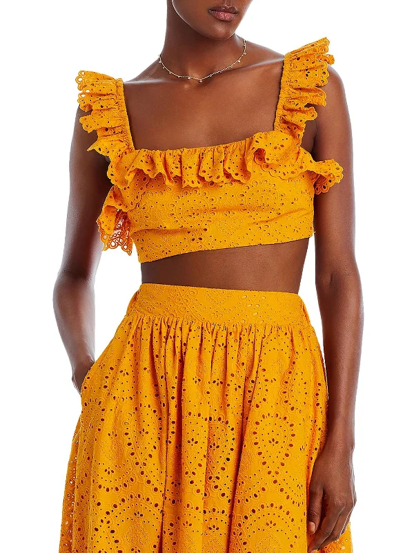 Price Drop Womens Cotton Eyelet Pullover Top
