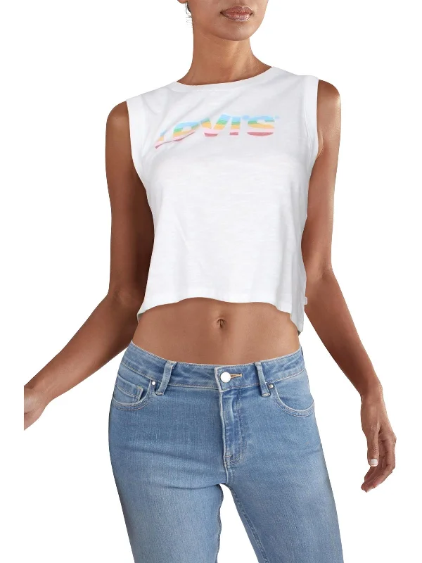 Special Price Womens Cotton Logo Crop Top