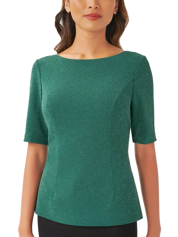 Blowout Sale Womens Cowl Back Metallic Blouse