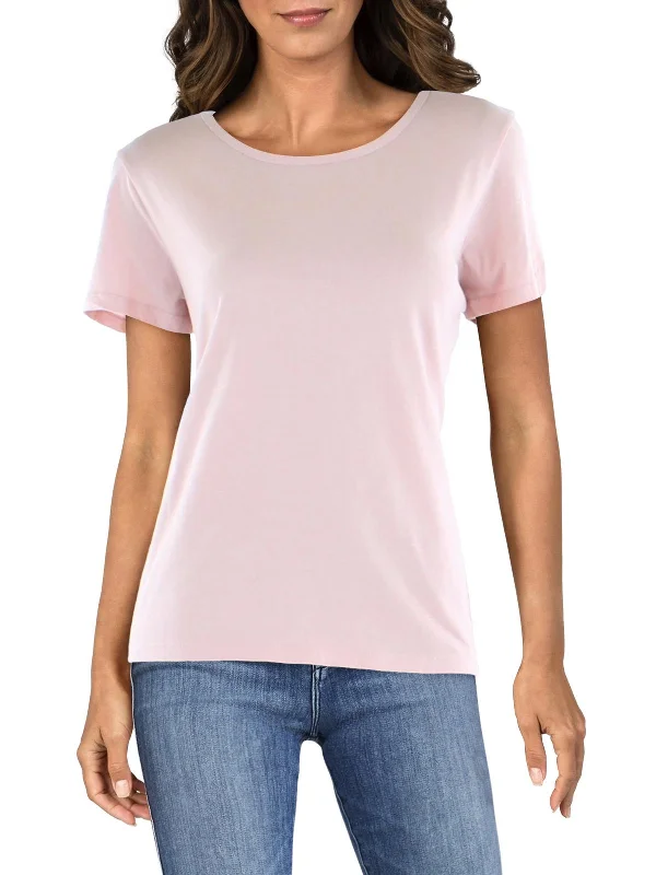 Act Fast Womens Crewneck Ribbed Trim T-Shirt