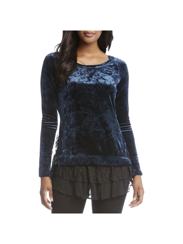 Deep Discounts Womens Crushed Velvet Layered Tunic Top