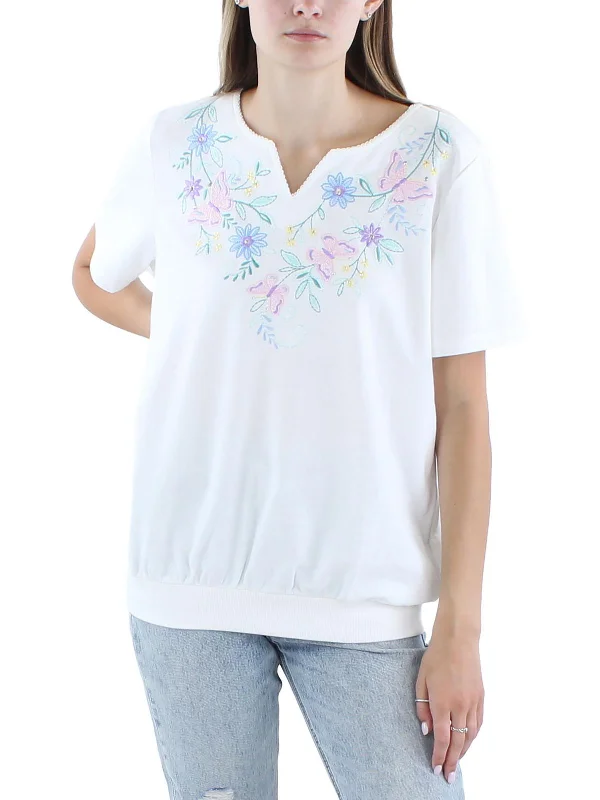 Markdowns Womens Embroidered Lightweight Blouse