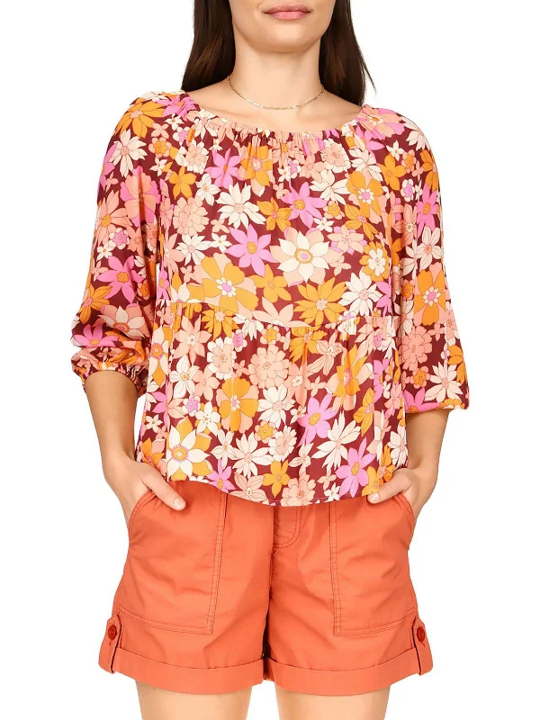 Amazing Deals Womens Floral Print Peplum Blouse