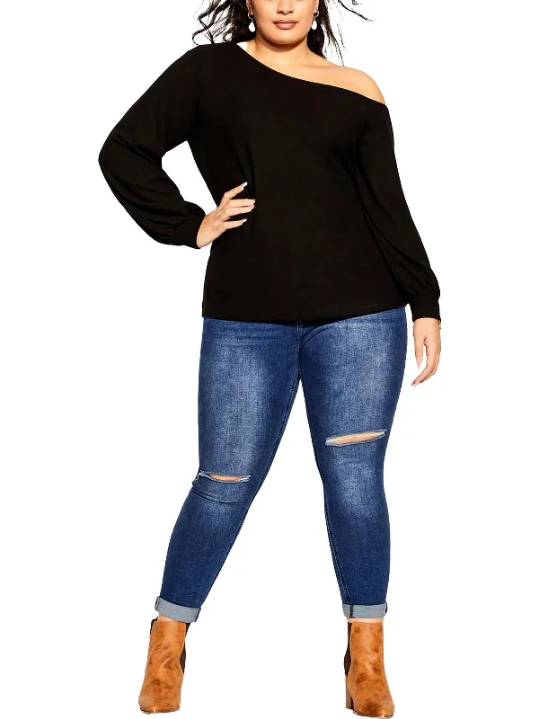 Referral Discount Womens Knit Puff Sleeves Blouse